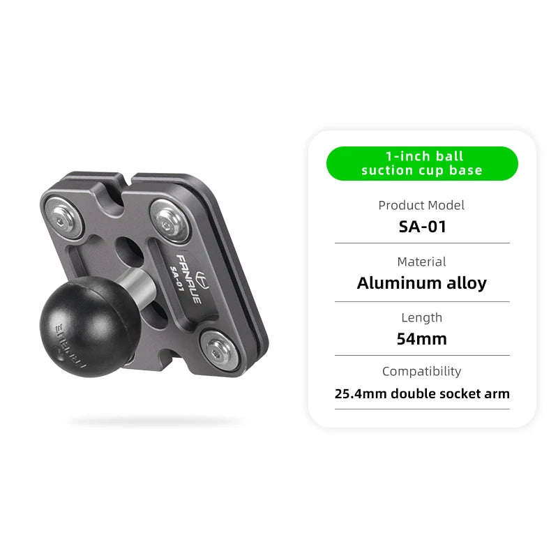 FANAUE Aluminum 1 Inch Ball Handlebar Clamp Mount Base for Double Socket Arm Bike Motorcycle Phone Holder Compatible Ram Mounts