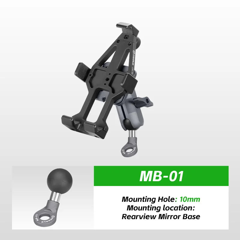 FANAUE Motorcycle Phone Holder 360° Rotating Adjustable Aluminum Alloy Handlebar Cell Clip for ATV/ UTV Bike Bicycle Motorbike