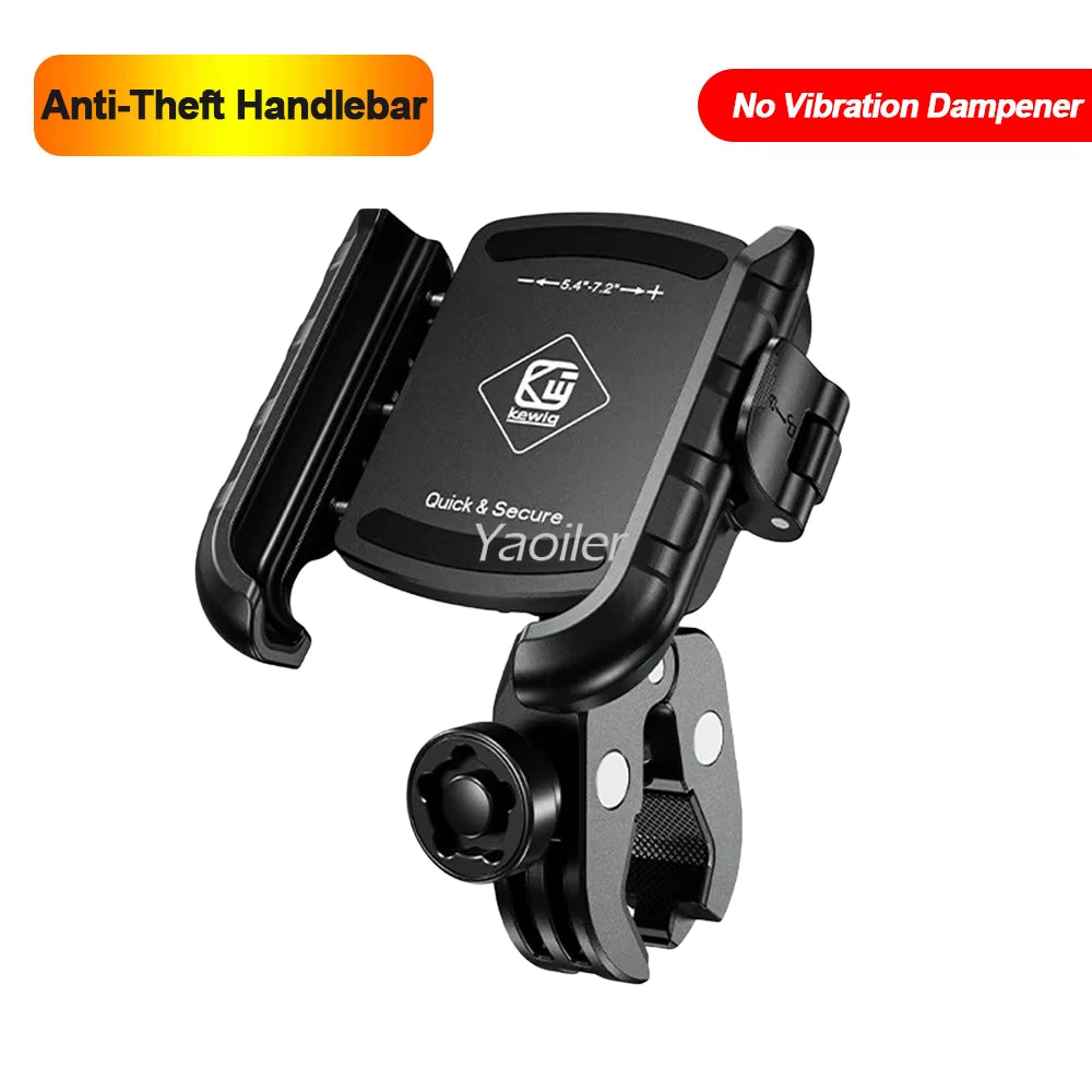 Aluminum Anti-Vibration Motorcycle Phone Mount Holder 1S Lock Camera Friendly Anti-Theft Handlebar for Bike Bicycle Scooter ATV