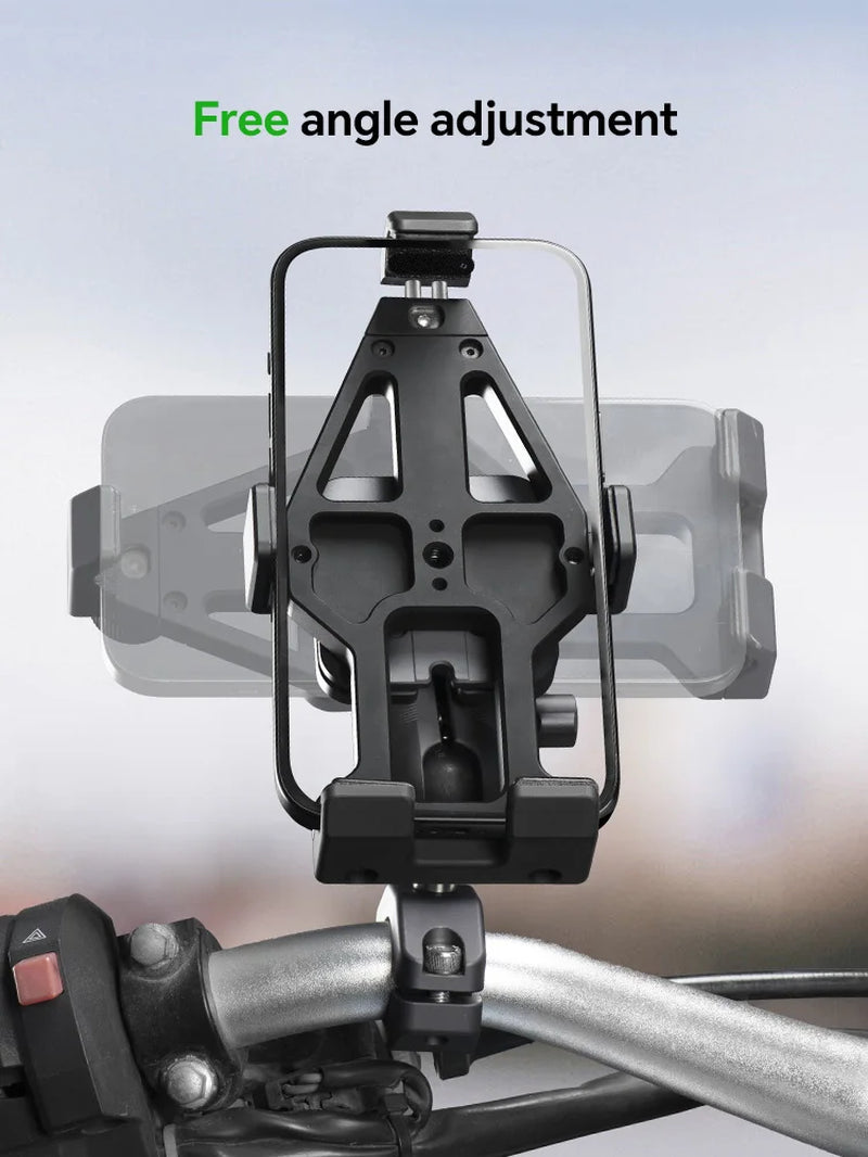 FANAUE Motorcycle Phone Holder 360° Rotating Adjustable Aluminum Alloy Handlebar Cell Clip for ATV/ UTV Bike Bicycle Motorbike