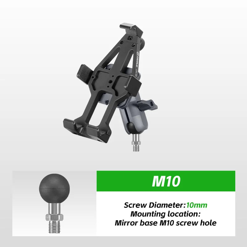 FANAUE Motorcycle Phone Holder 360° Rotating Adjustable Aluminum Alloy Handlebar Cell Clip for ATV/ UTV Bike Bicycle Motorbike
