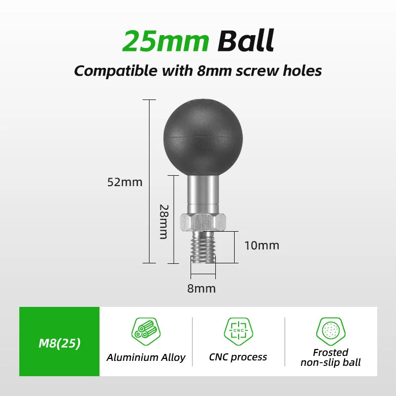 FANAUE Aluminum 1 Inch Ball Handlebar Clamp Mount Base for Double Socket Arm Bike Motorcycle Phone Holder Compatible Ram Mounts