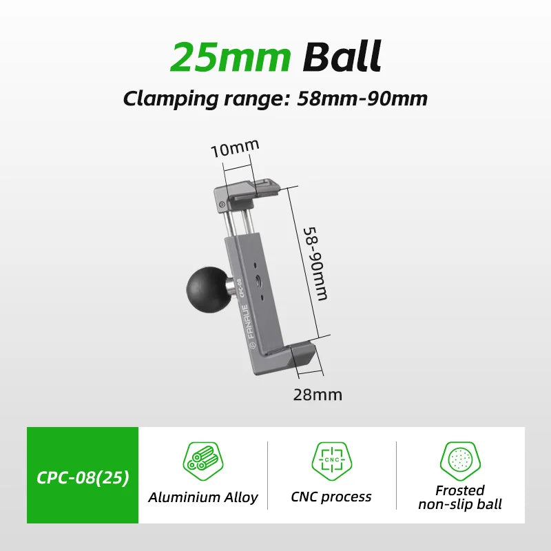 FANAUE Aluminum 1 Inch Ball Handlebar Clamp Mount Base for Double Socket Arm Bike Motorcycle Phone Holder Compatible Ram Mounts