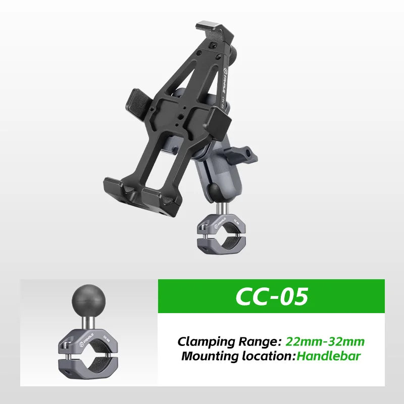 FANAUE Motorcycle Phone Holder 360° Rotating Adjustable Aluminum Alloy Handlebar Cell Clip for ATV/ UTV Bike Bicycle Motorbike