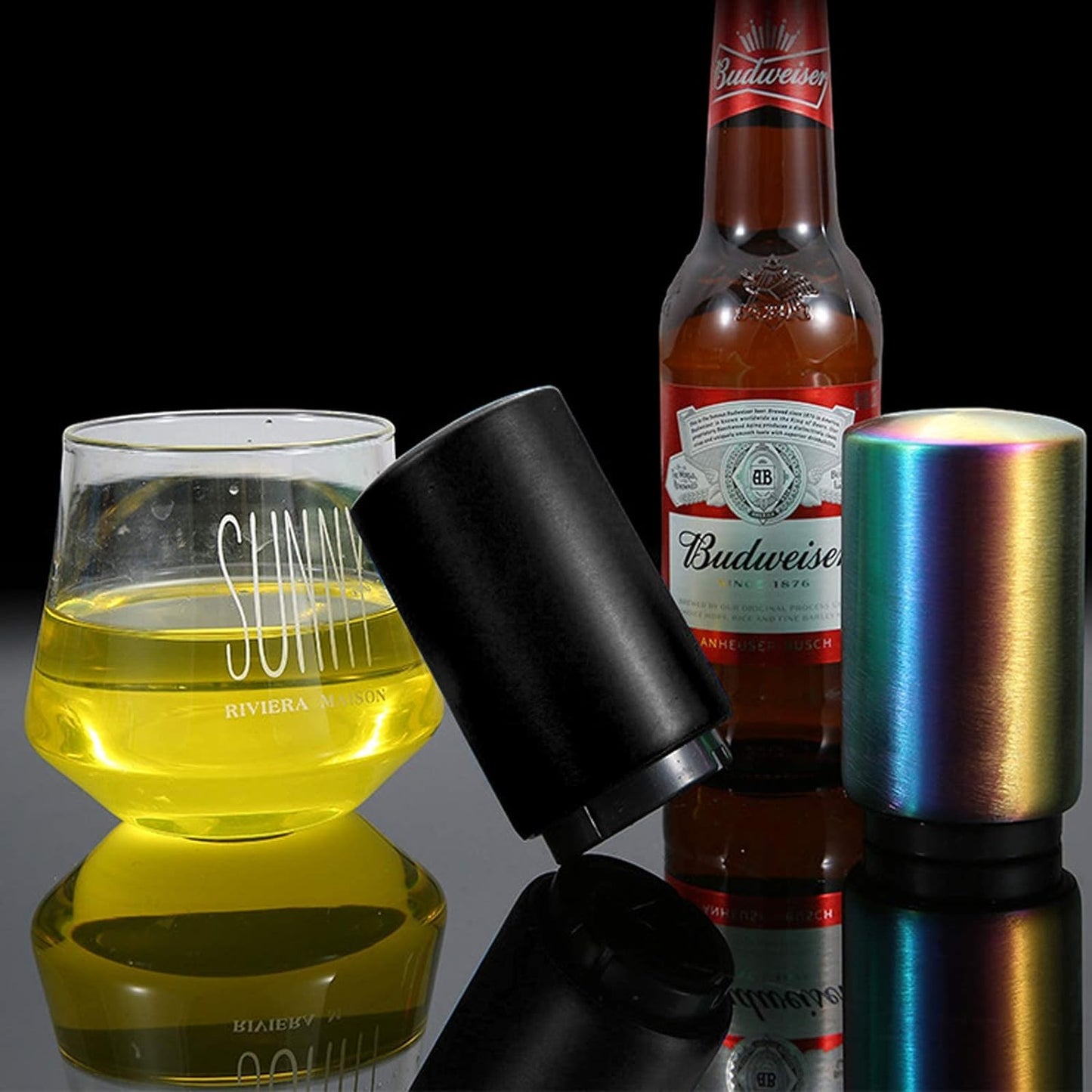 Father'S Day Gift for Dad, Push down Bottle Opener, Automatic Beer Openers, Stainless Steel Bottle Cap Mover, Funny Kitchen Gadgets, Beer Bar Accessories Gifts for Him BF, Magnetic Corkscrew