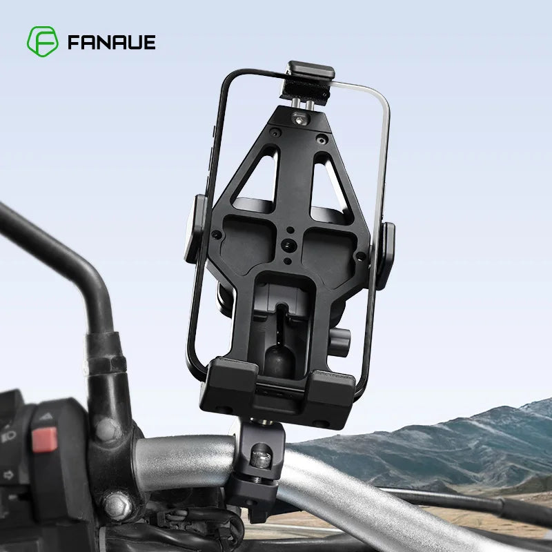 FANAUE Motorcycle Phone Holder 360° Rotating Adjustable Aluminum Alloy Handlebar Cell Clip for ATV/ UTV Bike Bicycle Motorbike