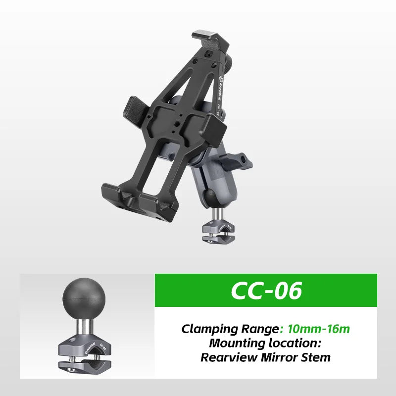 FANAUE Motorcycle Phone Holder 360° Rotating Adjustable Aluminum Alloy Handlebar Cell Clip for ATV/ UTV Bike Bicycle Motorbike