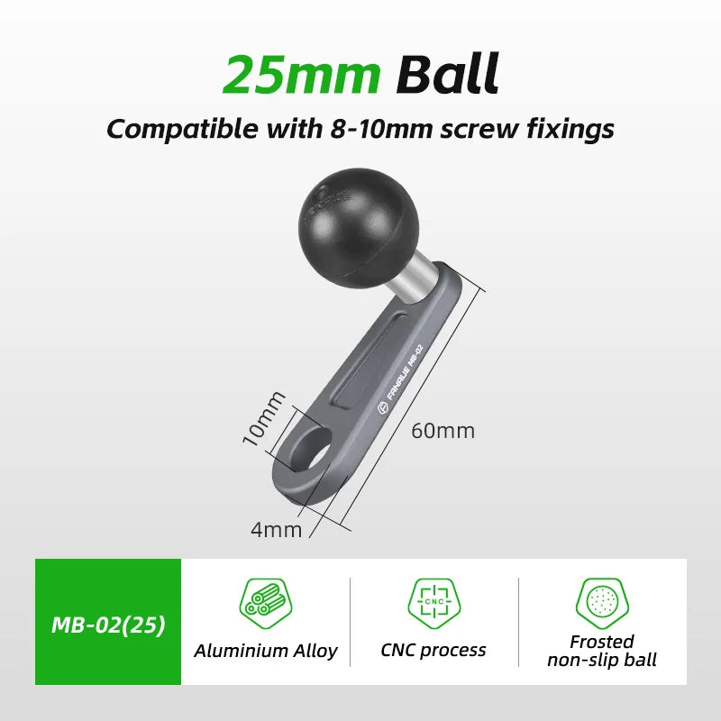 FANAUE Aluminum 1 Inch Ball Handlebar Clamp Mount Base for Double Socket Arm Bike Motorcycle Phone Holder Compatible Ram Mounts