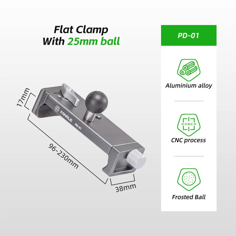 FANAUE Aluminum 1 Inch Ball Handlebar Clamp Mount Base for Double Socket Arm Bike Motorcycle Phone Holder Compatible Ram Mounts