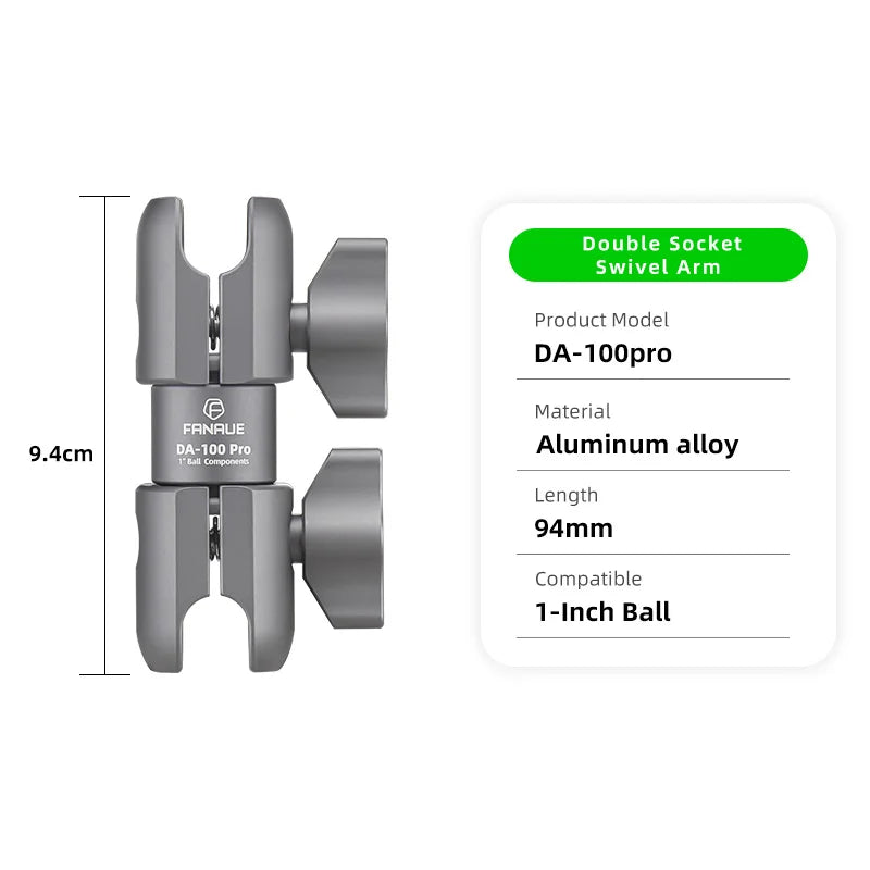 FANAUE Aluminum 1 Inch Ball Handlebar Clamp Mount Base for Double Socket Arm Bike Motorcycle Phone Holder Compatible Ram Mounts