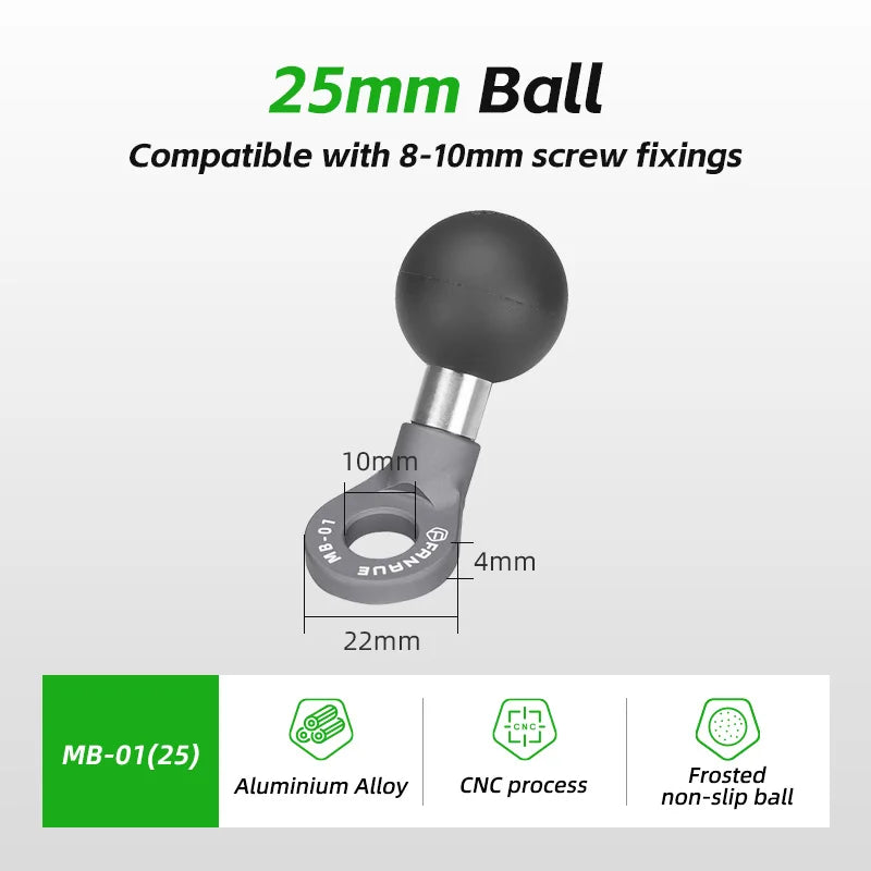 FANAUE Aluminum 1 Inch Ball Handlebar Clamp Mount Base for Double Socket Arm Bike Motorcycle Phone Holder Compatible Ram Mounts