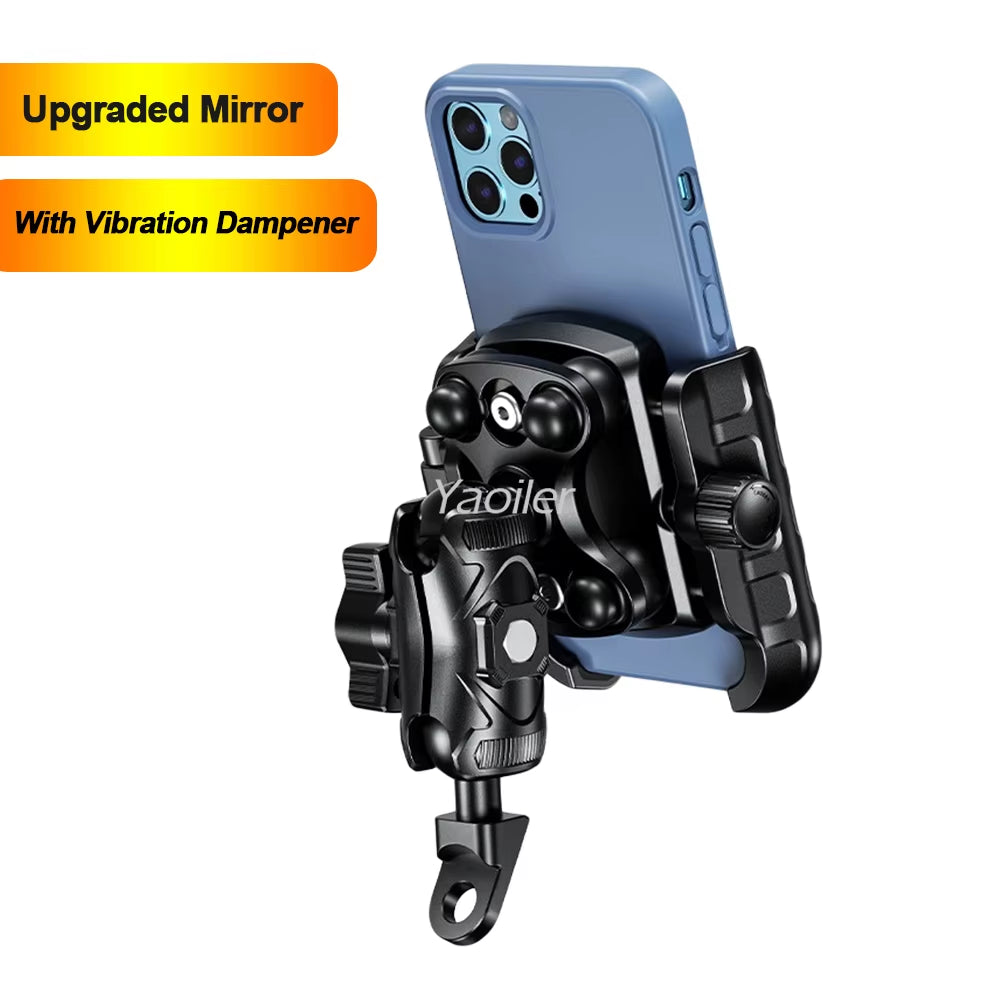 Aluminum Anti-Vibration Motorcycle Phone Mount Holder 1S Lock Camera Friendly Anti-Theft Handlebar for Bike Bicycle Scooter ATV