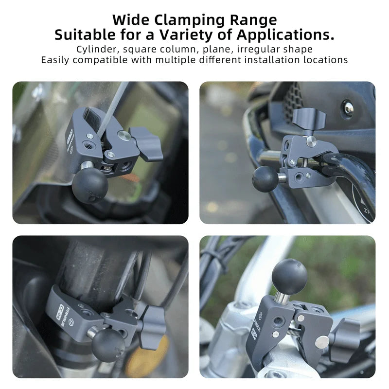 FANAUE Aluminum 1 Inch Ball Handlebar Clamp Mount Base for Double Socket Arm Bike Motorcycle Phone Holder Compatible Ram Mounts
