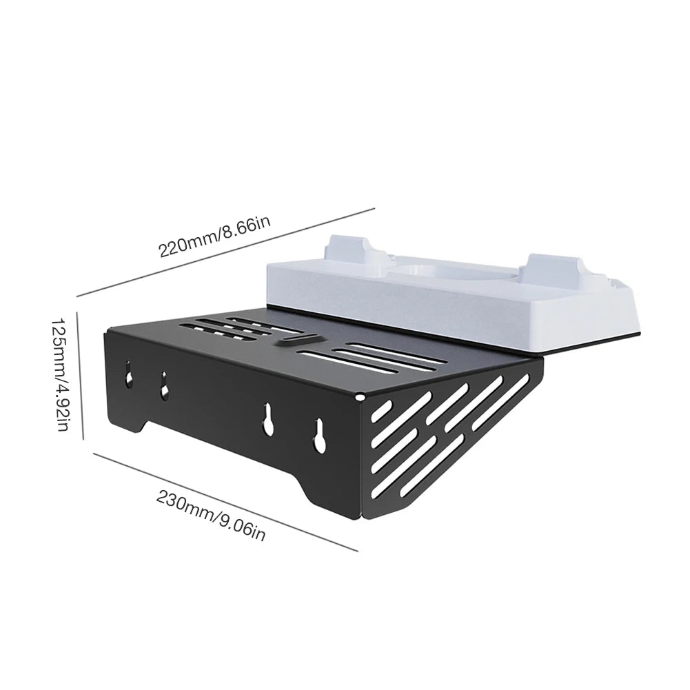 Shelf Floating Mount with Dual Controller Charger RGB Light Wall Stand W/ Headset Holder for PS5/PS5 Slim Disc & Digital Console