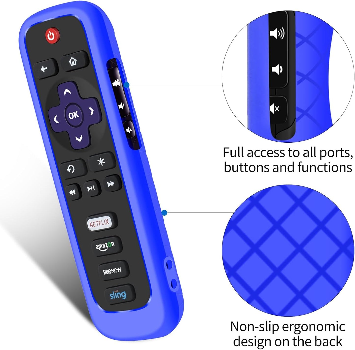 Roku TV Remote Cover, Silicone Protective Controller Universal Sleeve Skin Blue