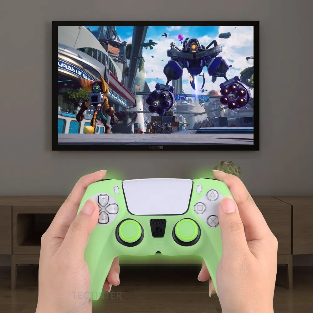 Glowing Silicone Case for PS5 Controller Rubber Cover Shell for PS5 Gamepad Joystick for PS5 Accessories Thumbstick Grip Caps