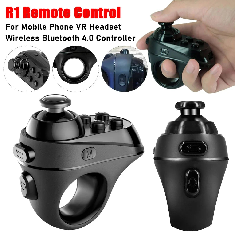 R1 Wireless Bluetooth 4.0 Gamepad Ring Shape Mini Gaming Controller Remote Control Ring for Ios Android Smartphone 3D VR Headset
