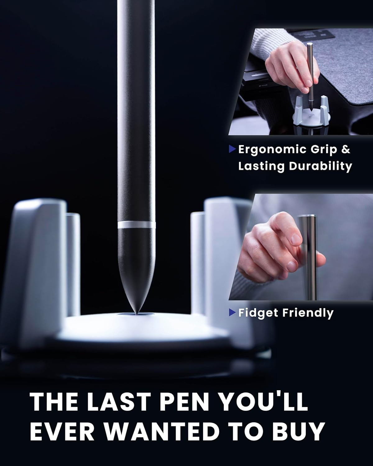 Hoverpen - Luxury Pen for Men & Women, Vertically Standing Executive Ballpoint Pen with Top Grade Free-Flowing Ink Refill, Metal Made, Unique Gifts, Luxury Pen for Men, Mens Gifts Ideas