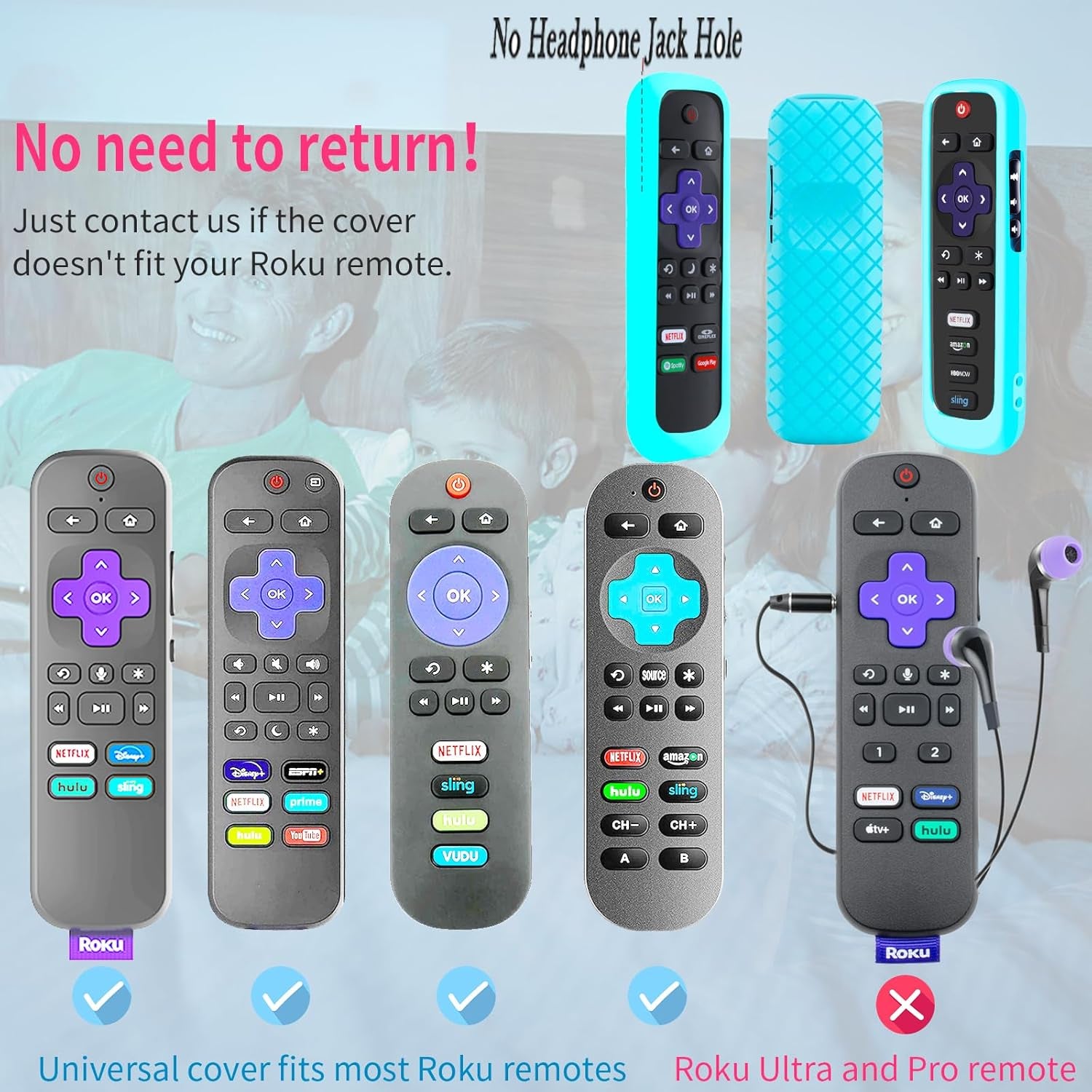 Roku TV Remote Cover, Silicone Protective Controller Universal Sleeve Skin Blue
