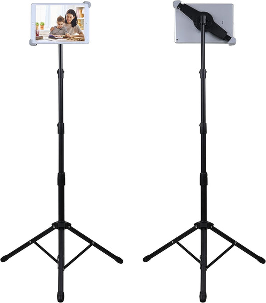 Ipad Tripod Stand, Height Adjustable Ipad Stand Floor, Tablet Holder Stand with 360 Degree Rotating Tablet Mount for Ipad Pro12.9, Ipad Air and Other Device within 9.5-14.5 Inch