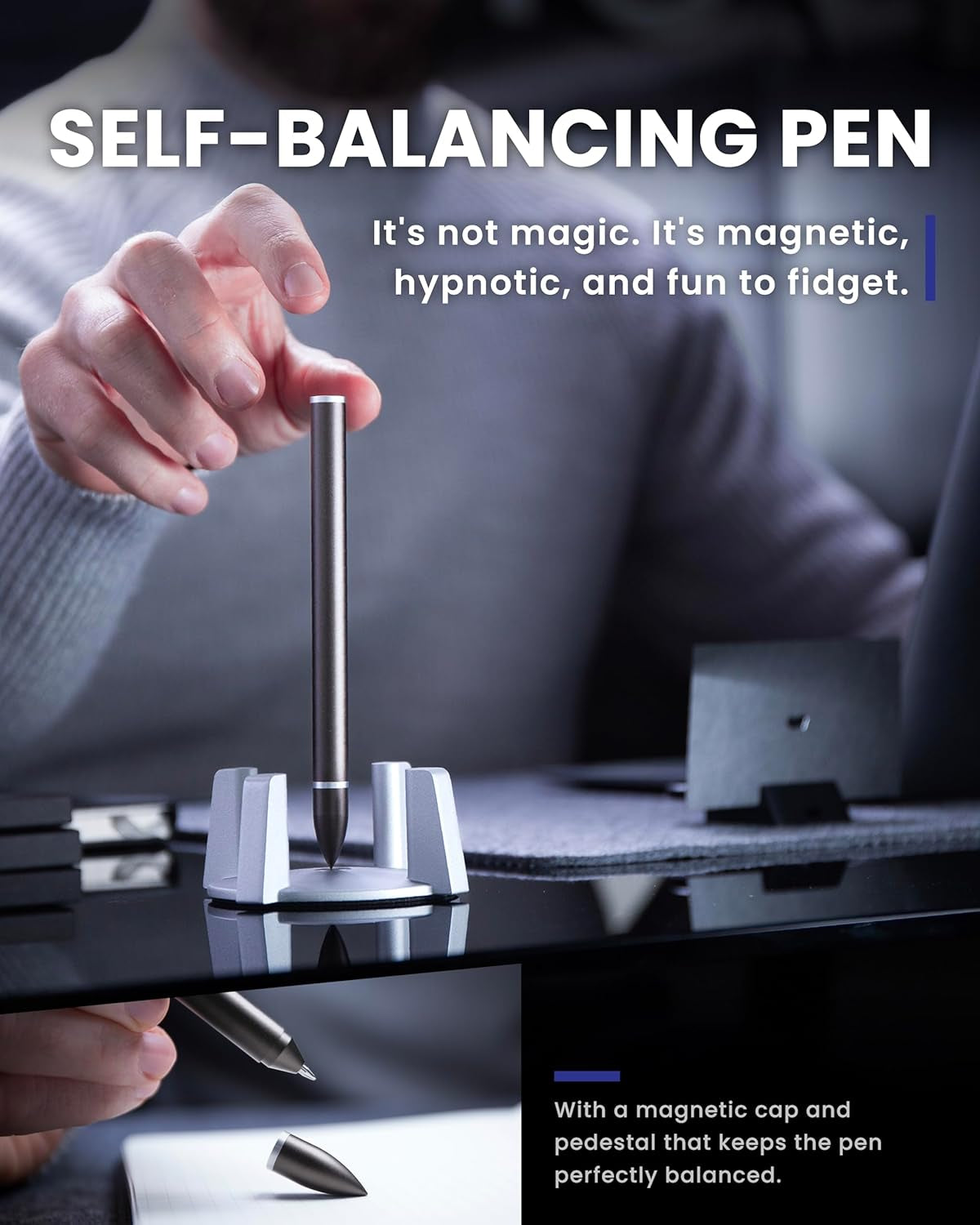 Hoverpen - Luxury Pen for Men & Women, Vertically Standing Executive Ballpoint Pen with Top Grade Free-Flowing Ink Refill, Metal Made, Unique Gifts, Luxury Pen for Men, Mens Gifts Ideas