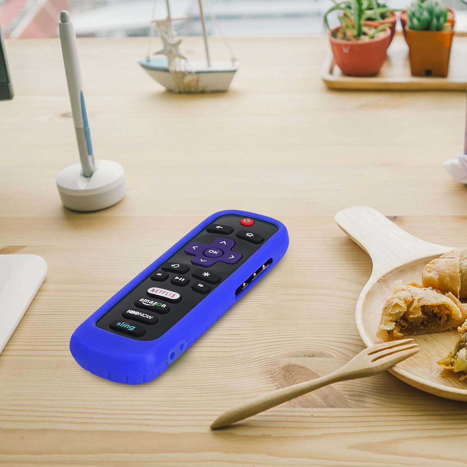 Roku TV Remote Cover, Silicone Protective Controller Universal Sleeve Skin Blue