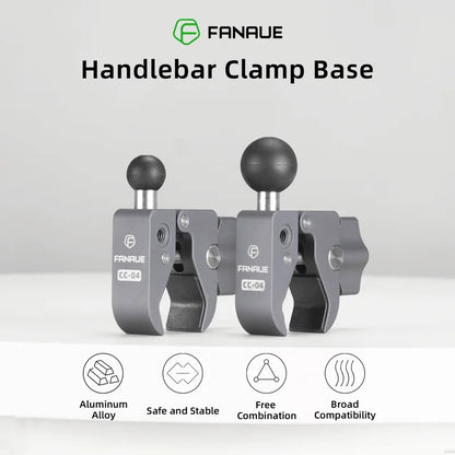 FANAUE Aluminum 1 Inch Ball Handlebar Clamp Mount Base for Double Socket Arm Bike Motorcycle Phone Holder Compatible Ram Mounts
