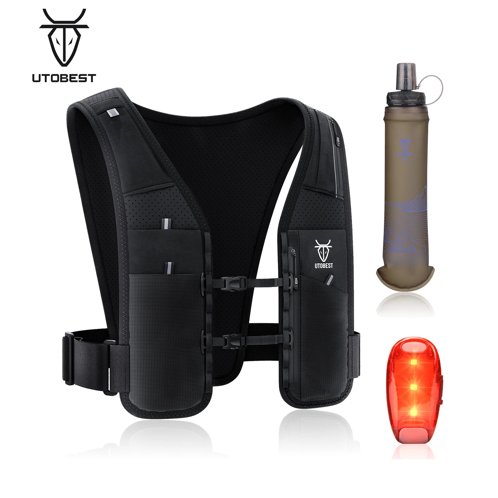UTR113 Reflective Running Hydration Vest Adjustable Phone Holder for Training Cycling Hiking