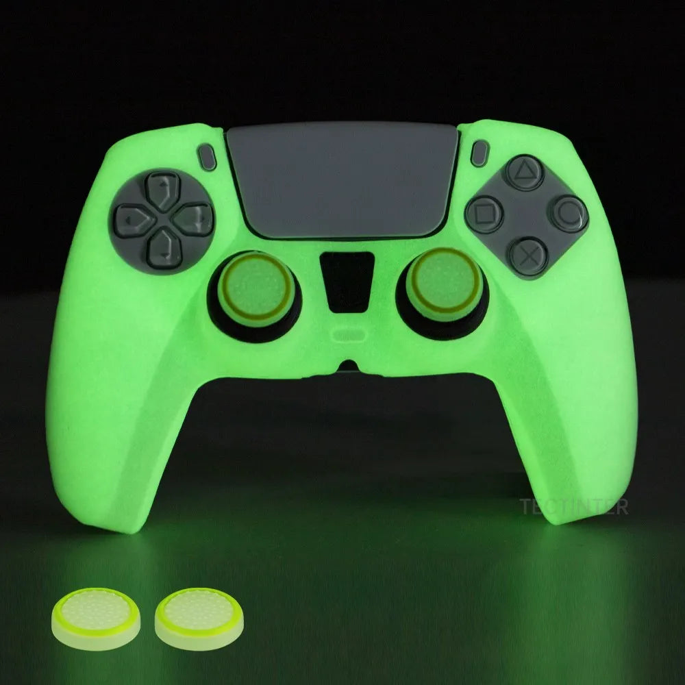 Glowing Silicone Case for PS5 Controller Rubber Cover Shell for PS5 Gamepad Joystick for PS5 Accessories Thumbstick Grip Caps