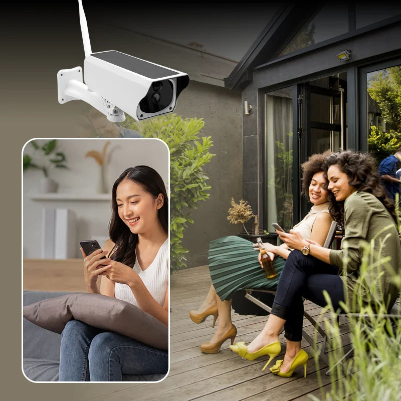 2MP 1080P Solar Security Wifi Camera CCTV Night Vision & APP Alert, Home Protection AI Human Detection Security CCTV Monitor