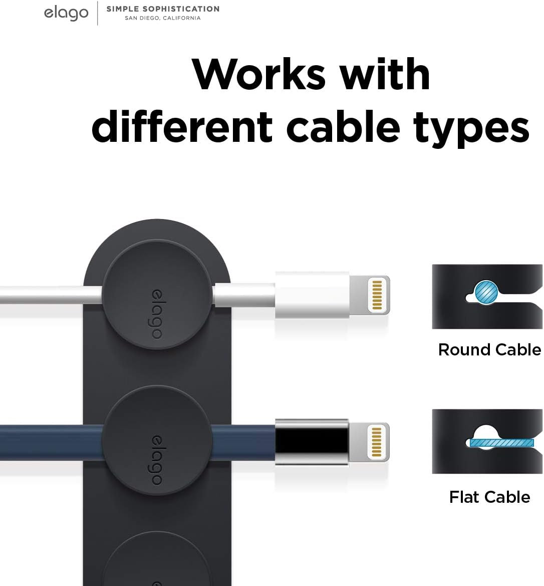 Magnetic Cable Management Buttons, Magnetic Cable Holder, Organize 3 Cables, Powerful Magnets, Reusable Sticker Attaches to Surface, Desk Organization (Black)