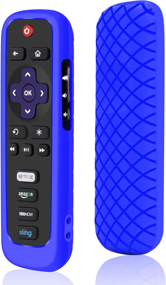 Roku TV Remote Cover, Silicone Protective Controller Universal Sleeve Skin Blue