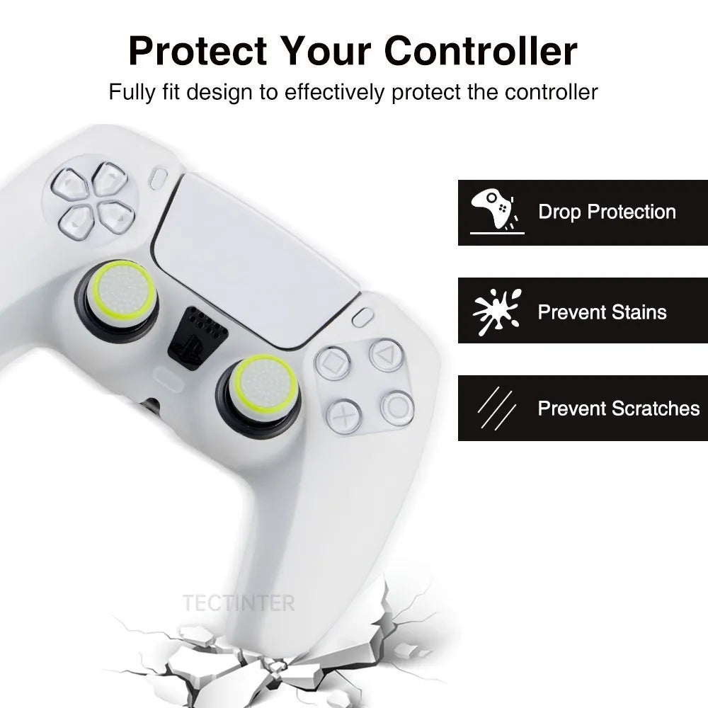 Glowing Silicone Case for PS5 Controller Rubber Cover Shell for PS5 Gamepad Joystick for PS5 Accessories Thumbstick Grip Caps