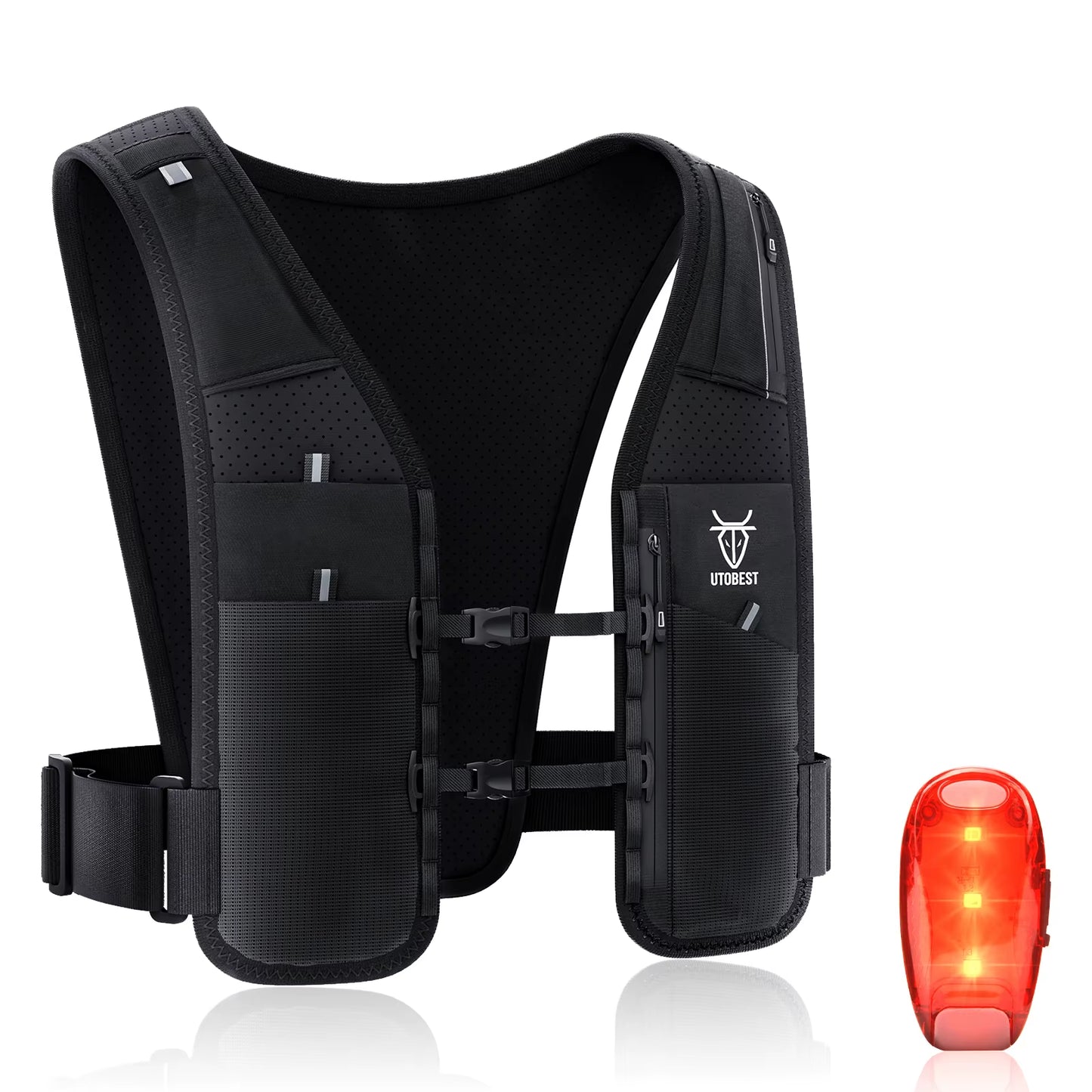 UTR113 Reflective Running Hydration Vest Adjustable Phone Holder for Training Cycling Hiking
