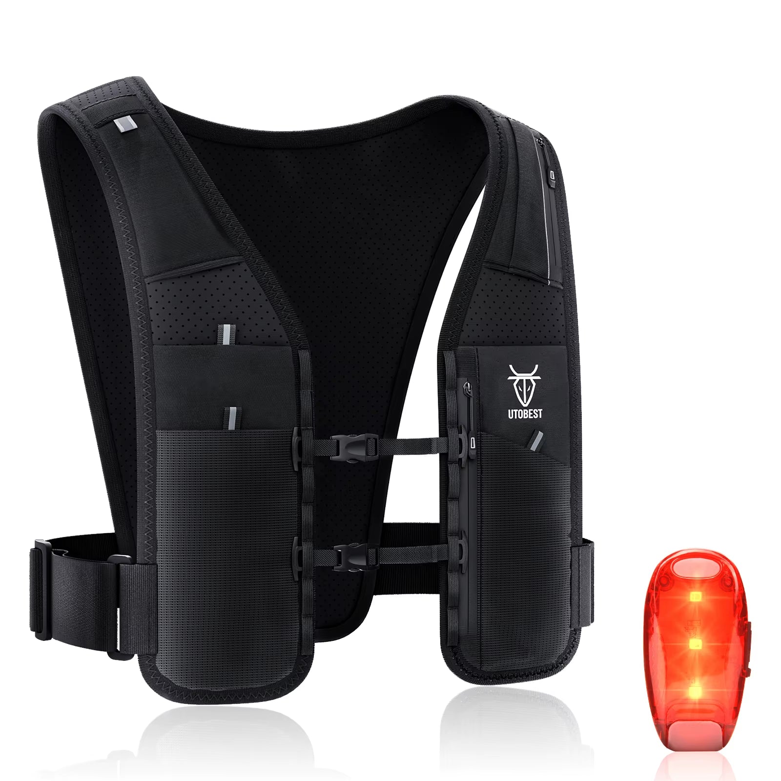 UTR113 Reflective Running Hydration Vest Adjustable Phone Holder for Training Cycling Hiking