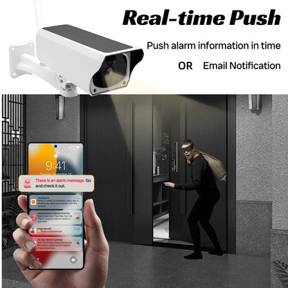 2MP 1080P Solar Security Wifi Camera CCTV Night Vision & APP Alert, Home Protection AI Human Detection Security CCTV Monitor