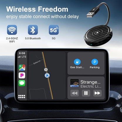 Carplay Wireless Adapter, Wireless Carplay Adapter for Apple 2024, Support Online Update Wired to Wireless Carplay Adapter, Super Mini Carplay Dongle for Iphone Plug and Play