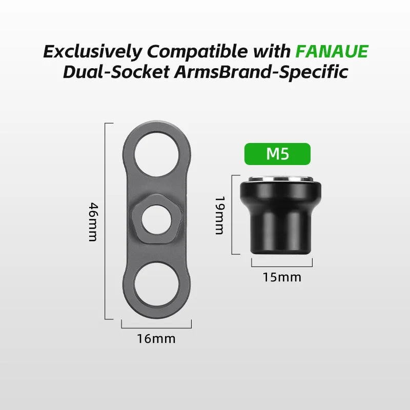 FANAUE Aluminum 1 Inch Ball Handlebar Clamp Mount Base for Double Socket Arm Bike Motorcycle Phone Holder Compatible Ram Mounts