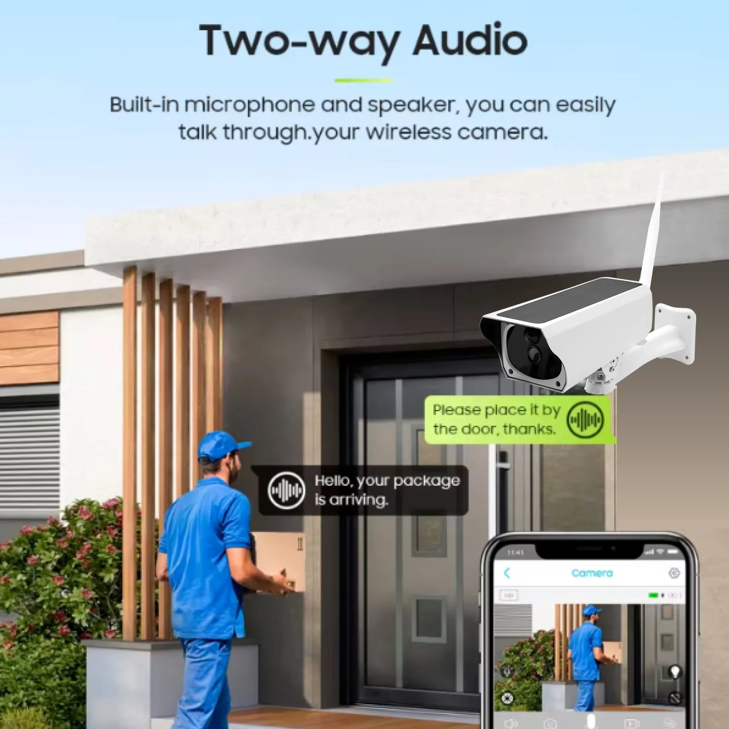 2MP 1080P Solar Security Wifi Camera CCTV Night Vision & APP Alert, Home Protection AI Human Detection Security CCTV Monitor