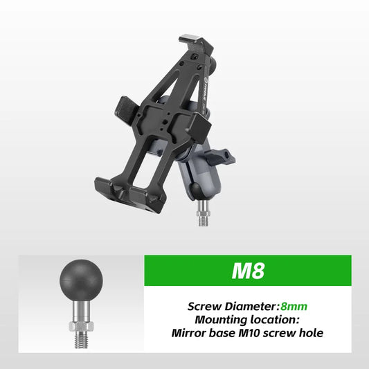 FANAUE Motorcycle Phone Holder 360° Rotating Adjustable Aluminum Alloy Handlebar Cell Clip for ATV/ UTV Bike Bicycle Motorbike