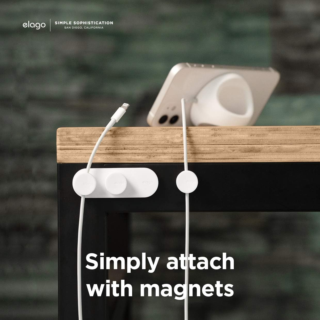 Magnetic Cable Management Buttons, Magnetic Cable Holder, Organize 3 Cables, Powerful Magnets, Reusable Sticker Attaches to Surface, Desk Organization (Black)