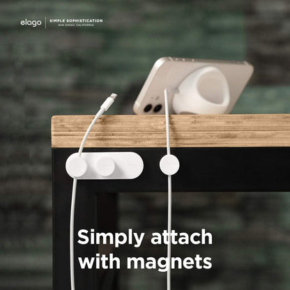 Magnetic Cable Management Buttons, Magnetic Cable Holder, Organize 3 Cables, Powerful Magnets, Reusable Sticker Attaches to Surface, Desk Organization (Black)