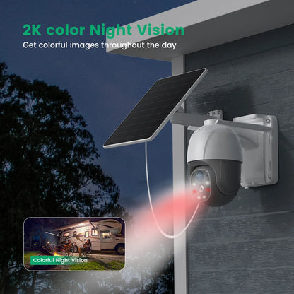 6MP Wireless Solar Camera Dual Lens Wifi PTZ Camera Outdoor Built-In Battery Video Surveillance Camera Long Time Standby Icsee
