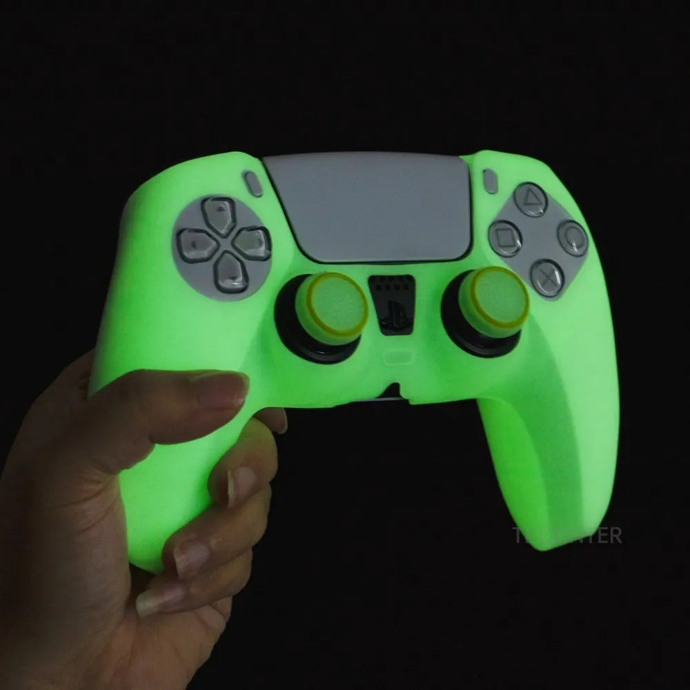 Glowing Silicone Case for PS5 Controller Rubber Cover Shell for PS5 Gamepad Joystick for PS5 Accessories Thumbstick Grip Caps
