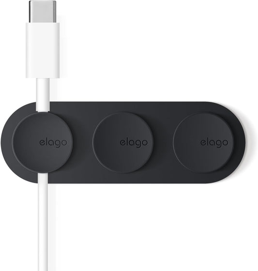 Magnetic Cable Management Buttons, Magnetic Cable Holder, Organize 3 Cables, Powerful Magnets, Reusable Sticker Attaches to Surface, Desk Organization (Black)