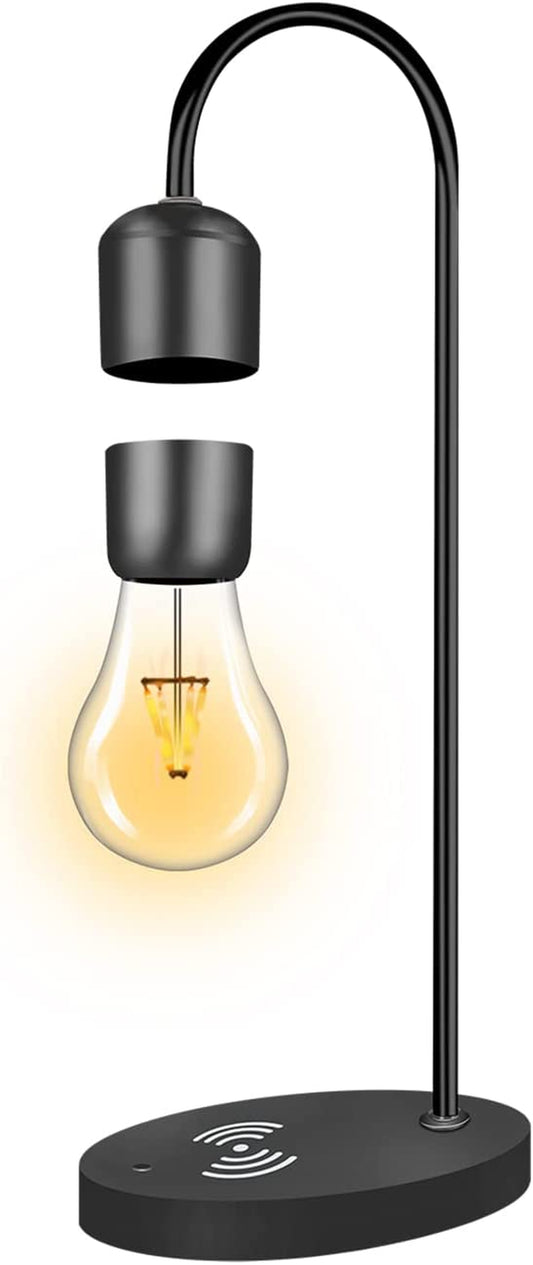 Magnetic Levitating Lamp with Wireless Phone Charger Floating Levitation Light Bulb Magnetic Table LED Night Light Bedroom Home Decoration Family Christmas Gift